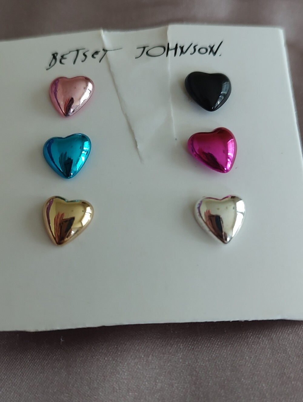 Betsey Johnson Puffy Heart Earrings Set